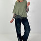 Shirt with half sleeves and stylish outer seams - khaki