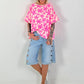 Sweatshirt with floral pattern - pink-neon pink