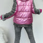 denim jacket with quilted vest - candy