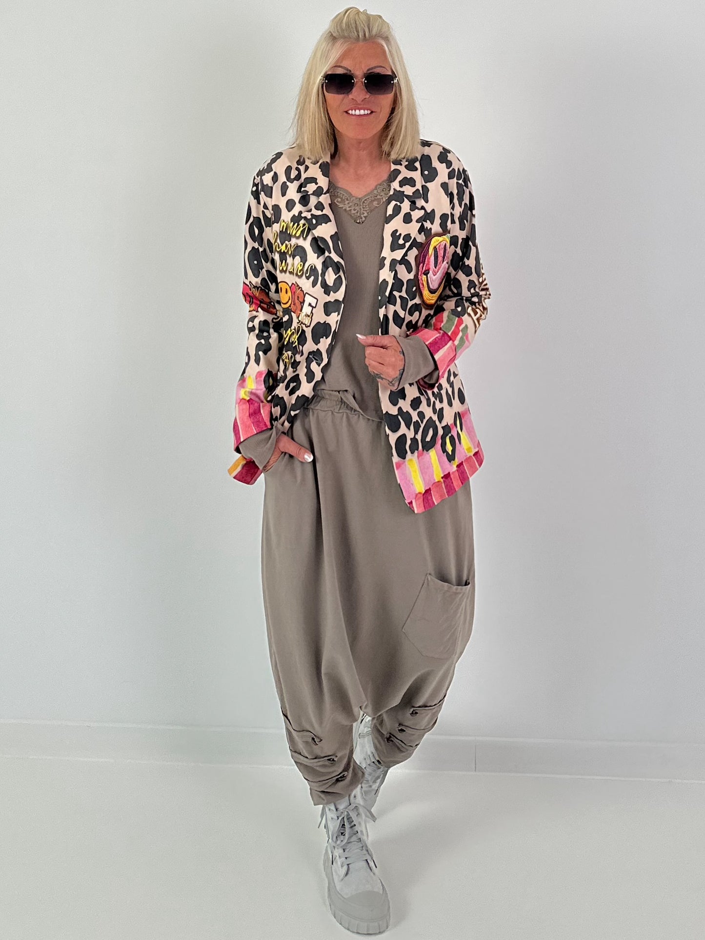 Blazer mit Print - beige-mehrfarbig