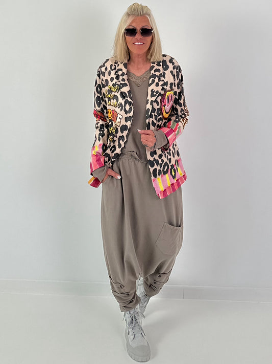 Blazer mit Print - beige-mehrfarbig