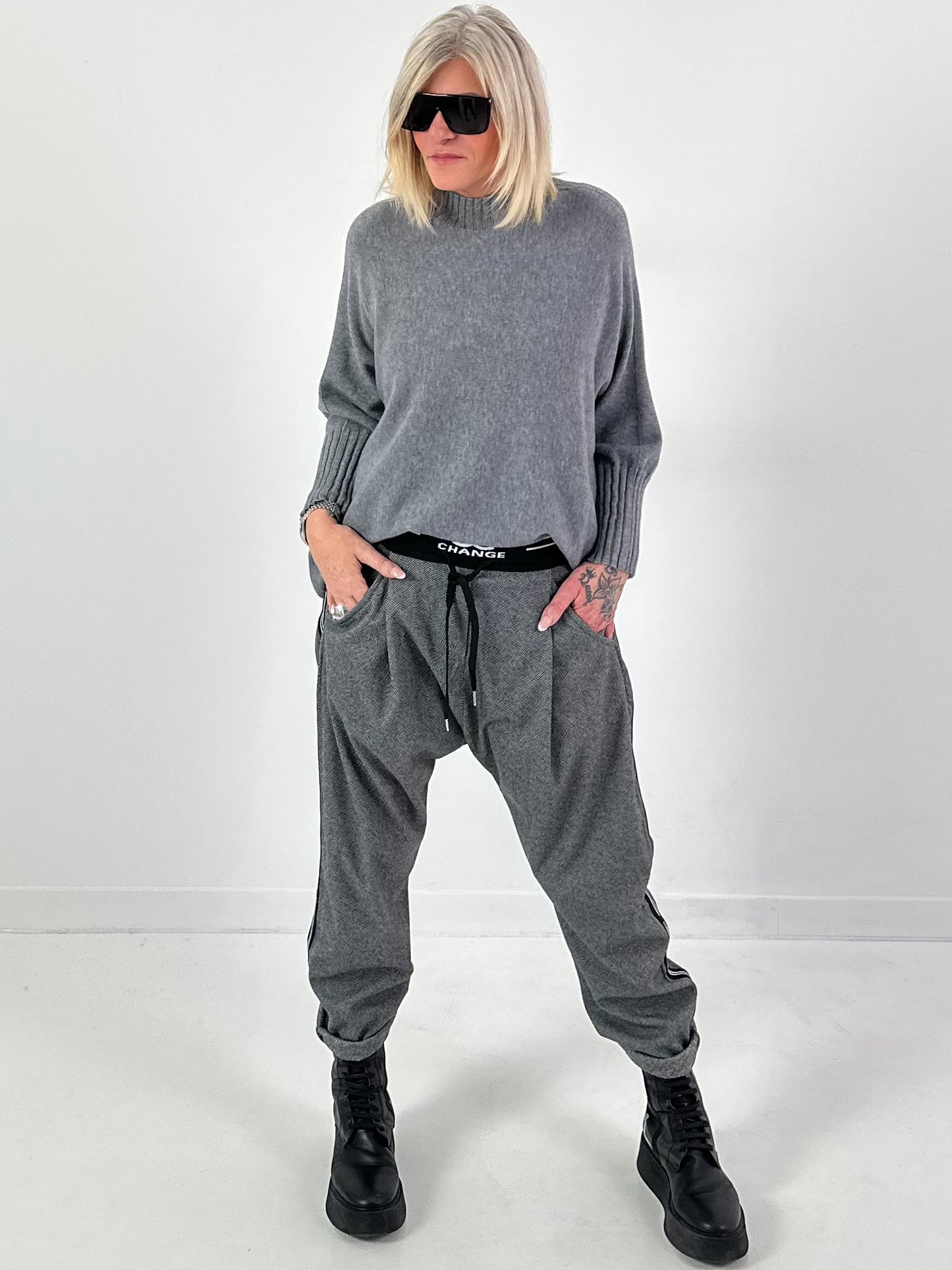 Turtleneck Pullover Modell "Free Fall" - grau