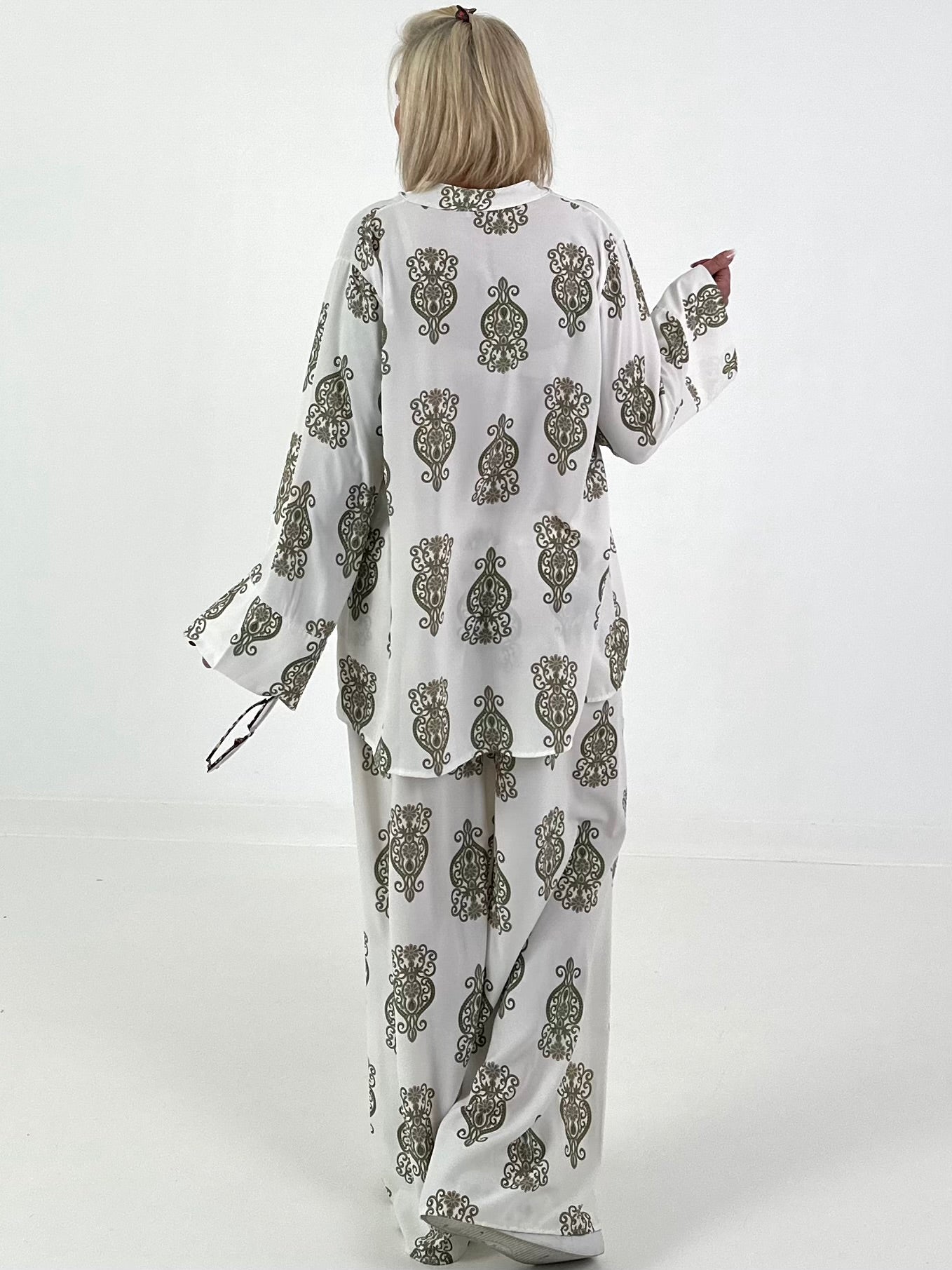 Zweiteiler mit Ornament Print - khaki-creme