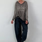 Oversized shirt with leopard print and rhinestone details - mocha