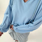 Hoodie mit V-Neck - hellblau