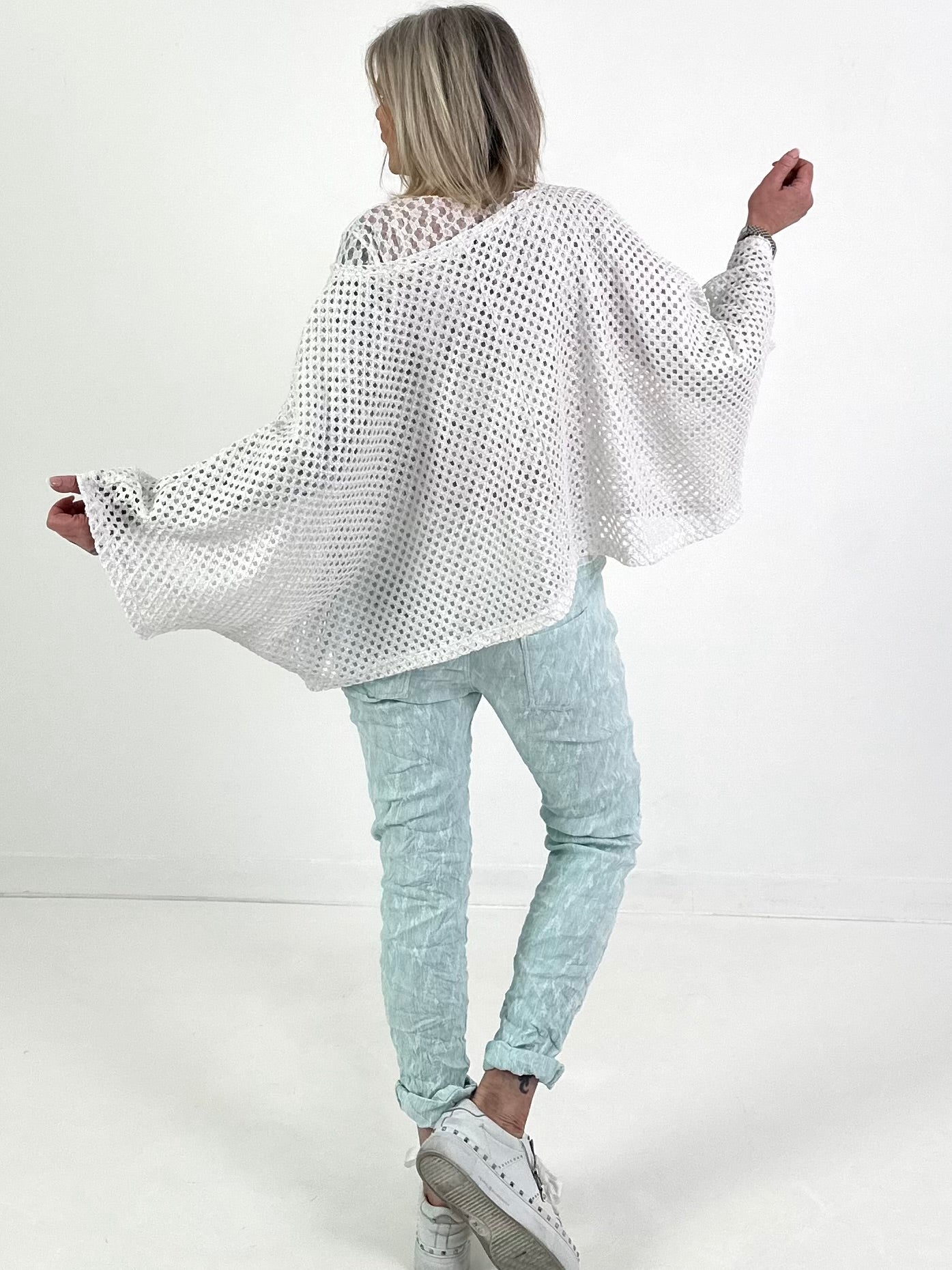 Oversized gehaakt shirt - wit