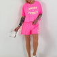 Two-piece set Amour - neon pink