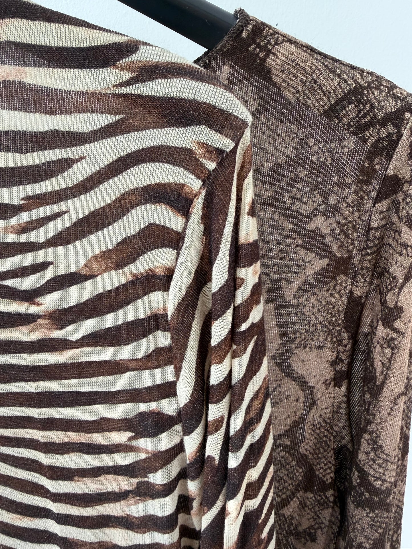 Cashmere shirt met dierenprint - zebra/slang