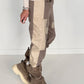 Sweathose im Materialmix - taupe-beige