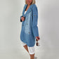 Oversized short coat with eyelets - light blue