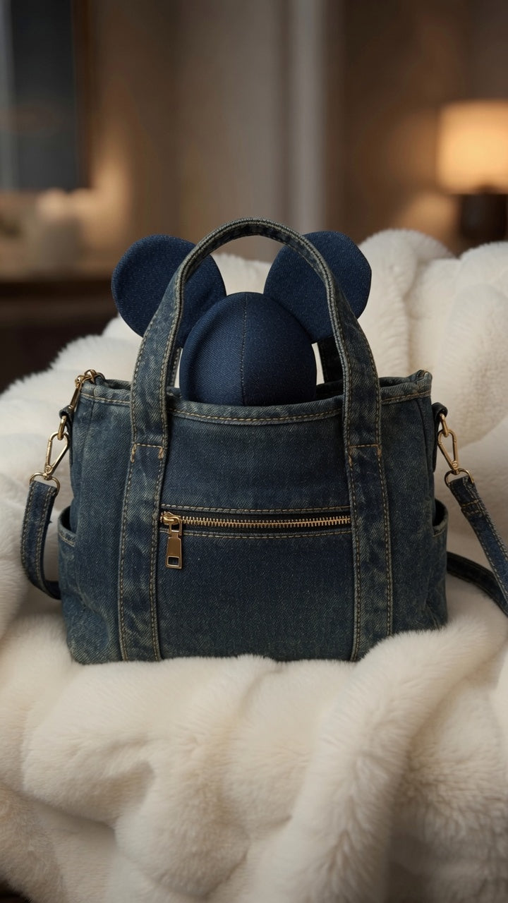 Canvas bag with special details and Speedy shape - denim