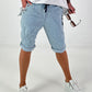 Short baggy jeans with eyelet details - light blue (available from 05/15/26)