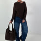 Knitted Cut-Out Sweater - mocha