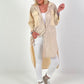 Long linen blouse with broderie anglaise - beige