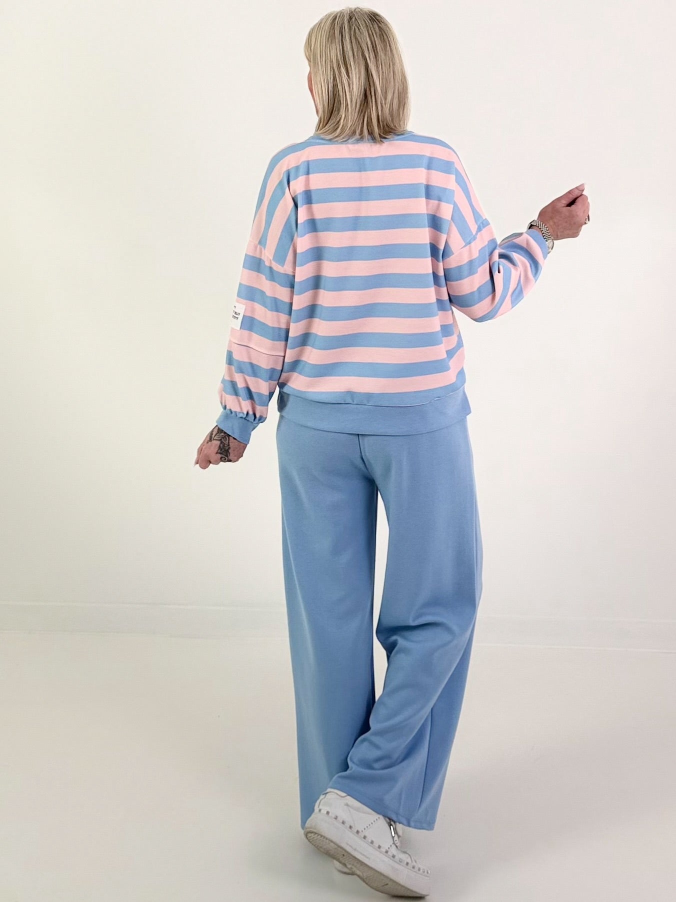 Zweiteiler mit Streifen - hellblau-rosa