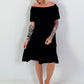 Dress with short sleeves and flounce - black