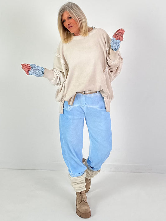 Sweater mit Linksnähten- beige