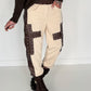 Sweathose im Materialmix - beige-mokka