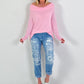 Shirt met watervalhals - roze