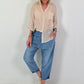 Bluse mit Pailletten und Häkel Details - beige
