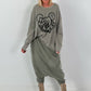 Oversized Sweater mit Paillettenprint - khaki