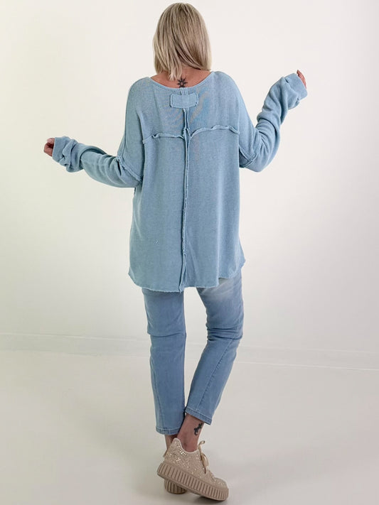 Oversized Strickpullover - hellblau ( lieferbar ab 14.03.26)