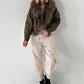 Jacke mit Fellkragen - oliv