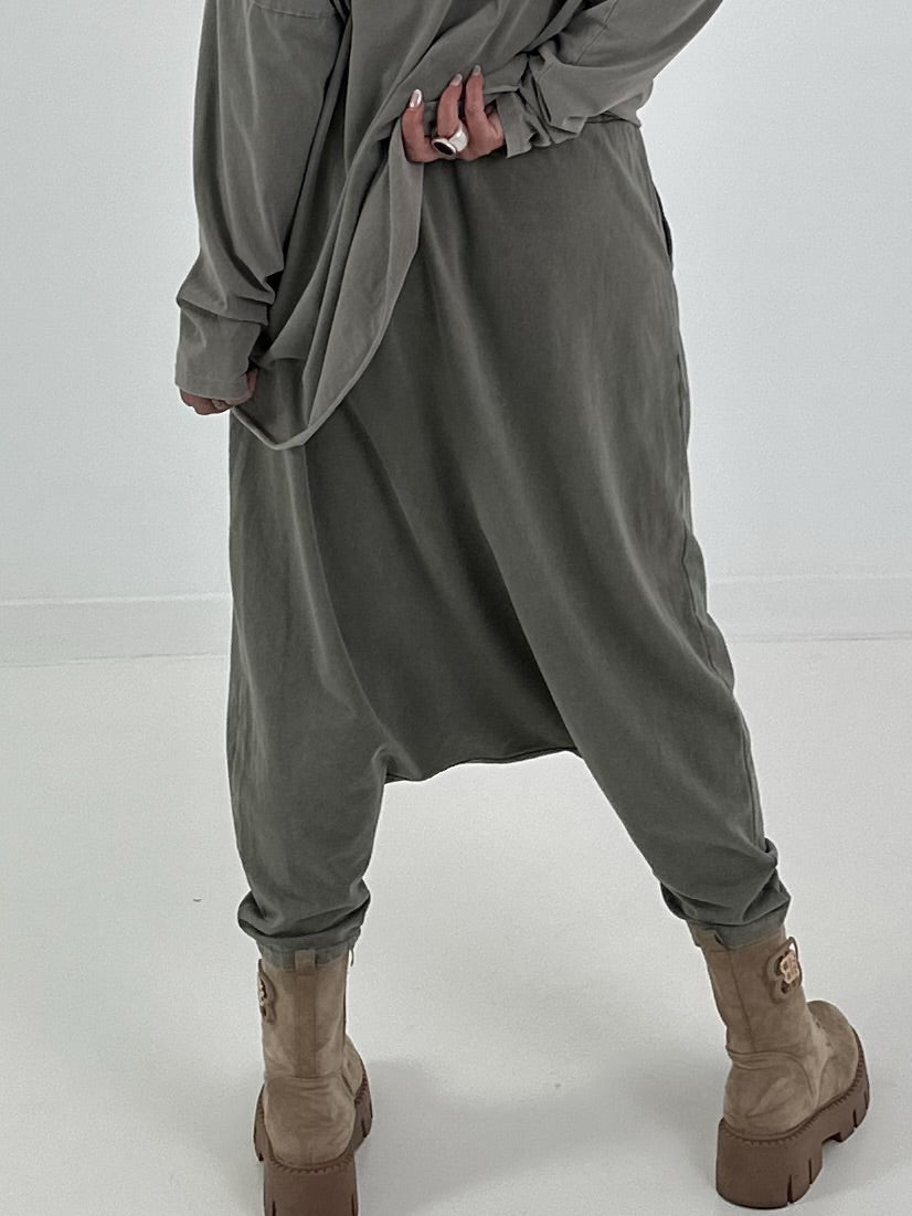 Haremhose mit aufgesetzter Tasche - khaki