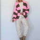 Strickjacke mit Blockstreifen - rosa-taupe