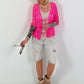 Crochet tie-front cardigan - neon pink
