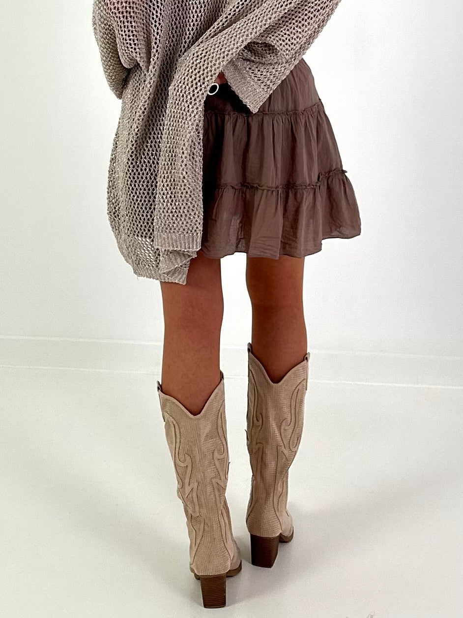 Ruffled skort - taupe