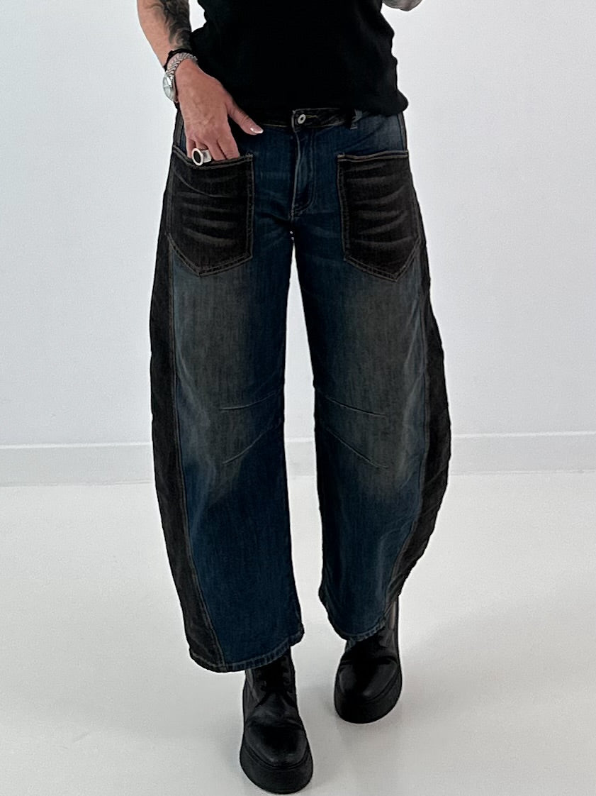 Ballon Jeans broek met leuke details - denim-zwart