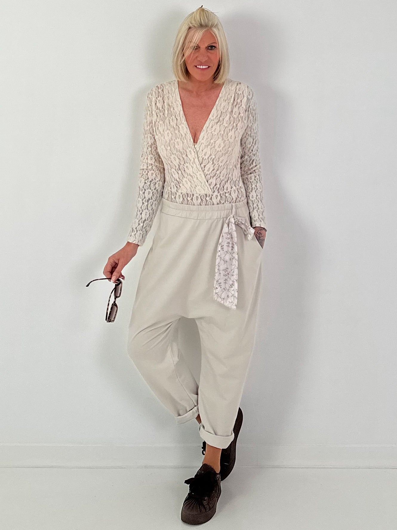 Kanten bodysuit - beige