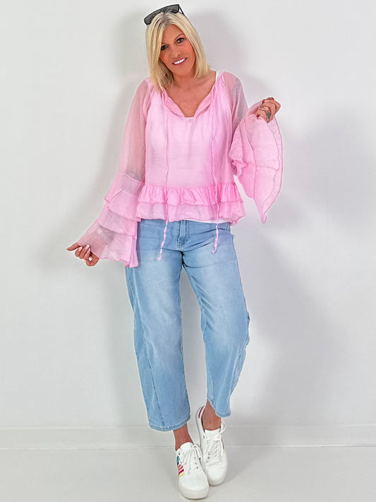 Light Tunic with Ruffles - Pink