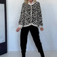 Strickjacke im Leo-Style - schwarz-beige