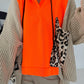 Oversized Grobstrick-Hoodie mit Sweat-Einsatz  - neonorange-beige ( lieferbar ab ca. 27.09.26)