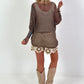 Crochet shorts - cream-taupe