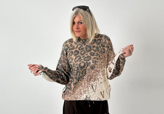 Sweater model "Leo Glam" - brown-multicolored