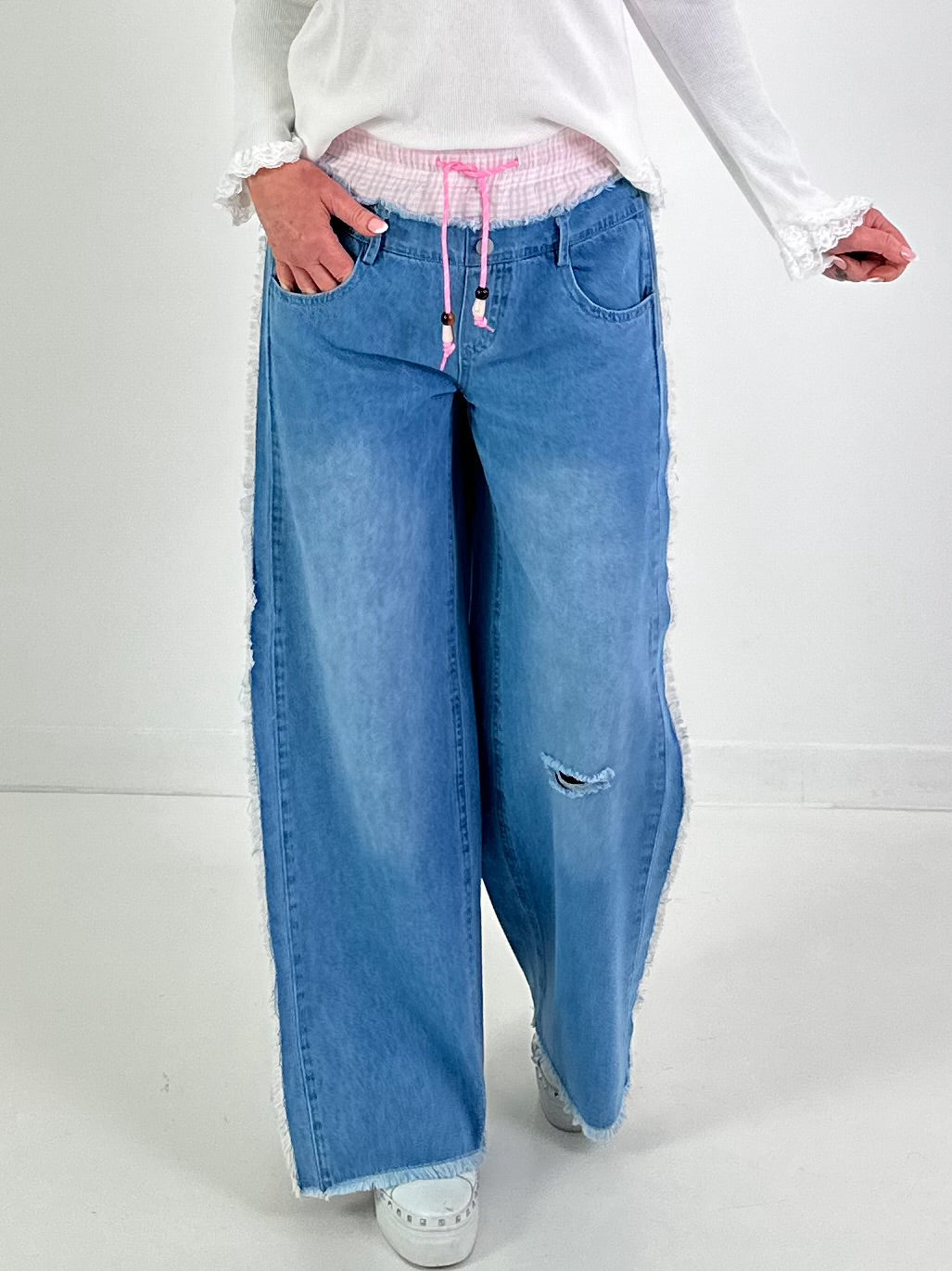 Jeansbroek model "Vichy Layer" - denim roze