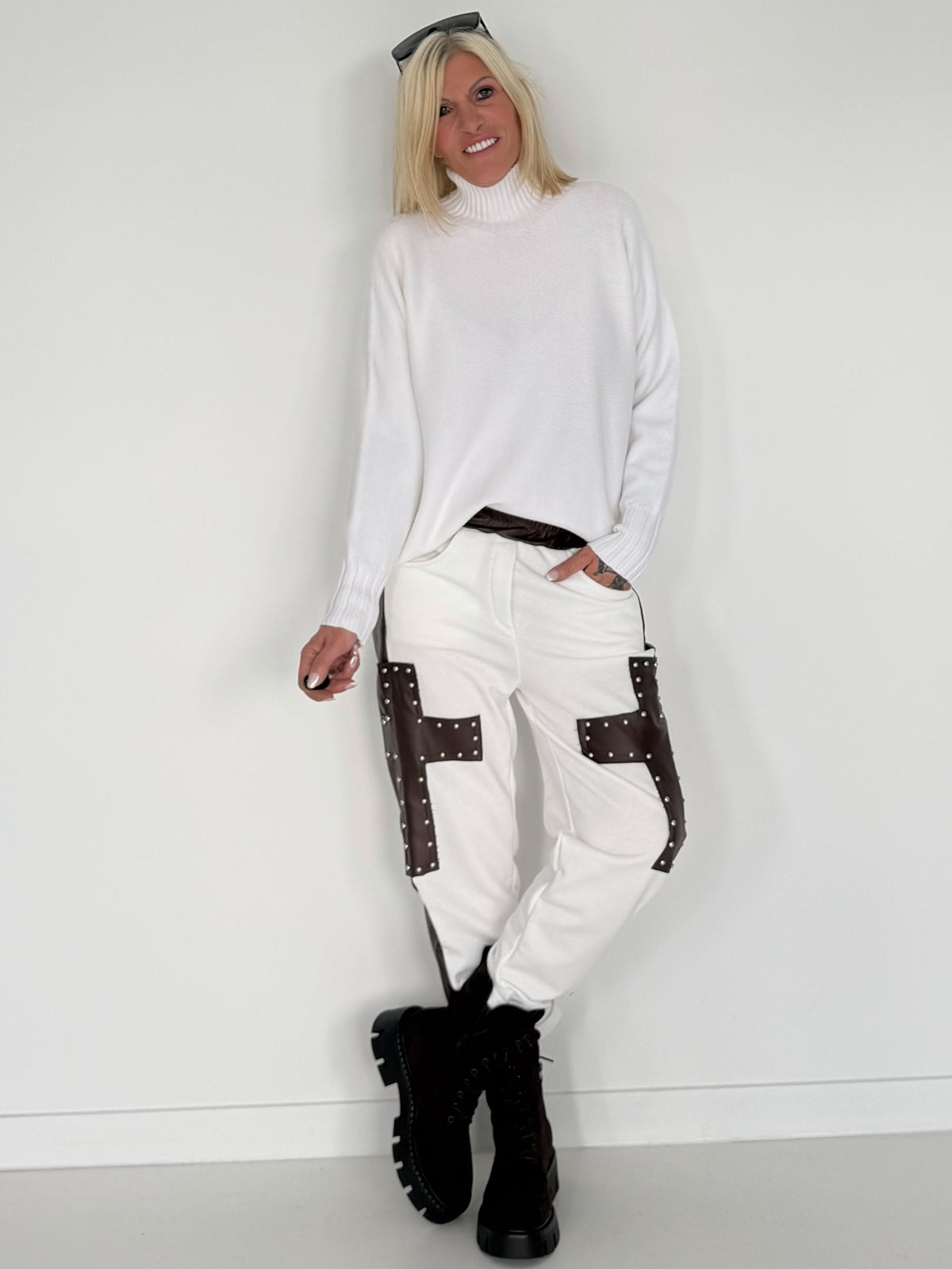 Basic Turtleneck-Pullover - weiss