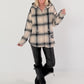 Plaid hooded overshirt - beige-black-multicoloured