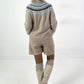 Turtleneck sweater model "Scandinavian Shine" - beige-blue
