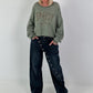 Sweater with reverse seams and print - olive