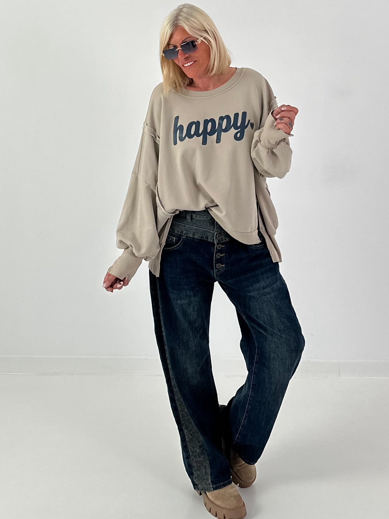 Sweatshirt mit happy Print - mude