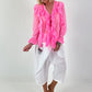 Tunika zum Binden mit Volants - neonpink
