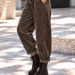 Soft balloon corduroy trousers with belt - stone-washed mocha