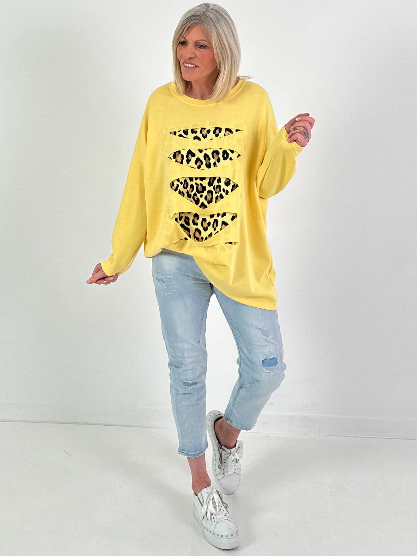 Sweater with cut-outs - yellow