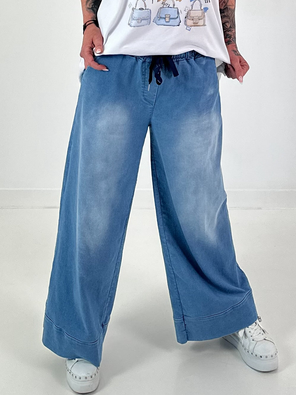Jeans mit elastischem Bund - denim