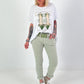 T-Shirt mit Schuhprint - weiss-khaki