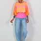 Cropped Sweater Happiness - neon orange